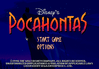 Заставка игры Pocahontas