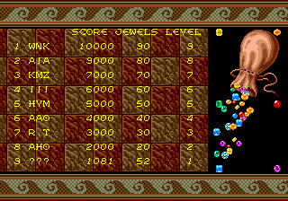 Таблица лидеров игры Columns